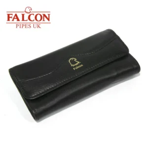 Falcon Black Leather Pipe Smoker's Roll-Up Pouch - 684