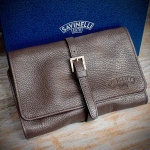 Savinelli Brown Leather Travel Pipe Bag